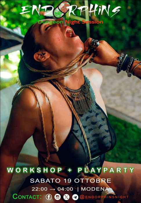 Copertina play party BDSM & Kinksters Endorphins del 19 ottobre 2024